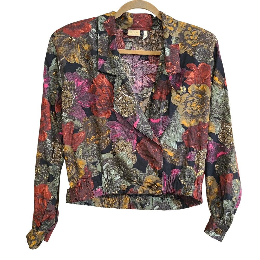 VTG 90s Carol Anderson Collection Womens Dark Floral Moody Blazer Small Jacket